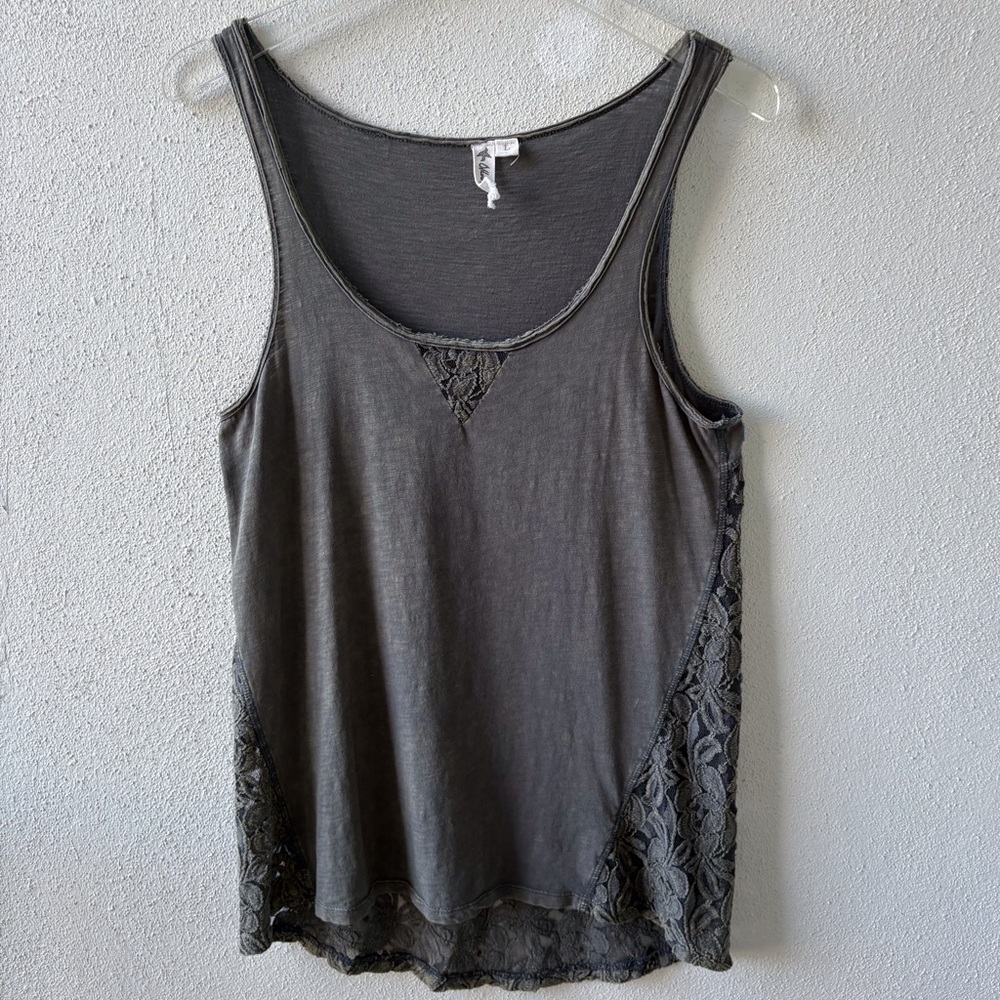 Others Follow Large Moss Green Flowing Back Lace‎ Tank Boho Coastal Festival